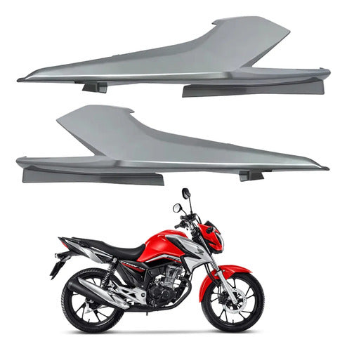 Par de Rabetas Laterais Paramotos Honda Cg 160 Titan 2022 a 2024 Prata Metálico
