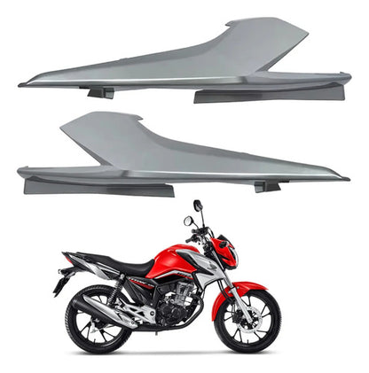 Par de Rabetas Laterais Paramotos Honda Cg 160 Titan 2022 a 2024 Prata Metálico