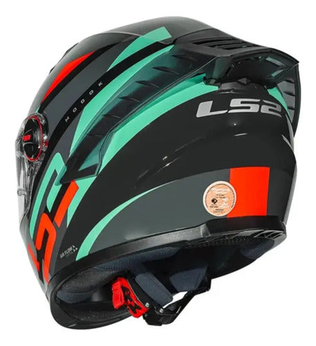 Capacete LS2 FF358 Pro Modok com Spoiler Preto Verde Laranja Brilhante