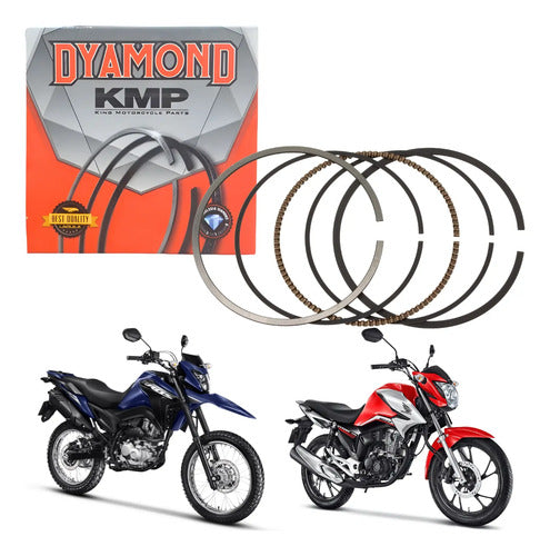 Jogo de Anéis do Pistão KMP Honda Cg 160 Titan Fan Start Cargo 2016 a 2025 Bros 160 2015 a 2025 1,00