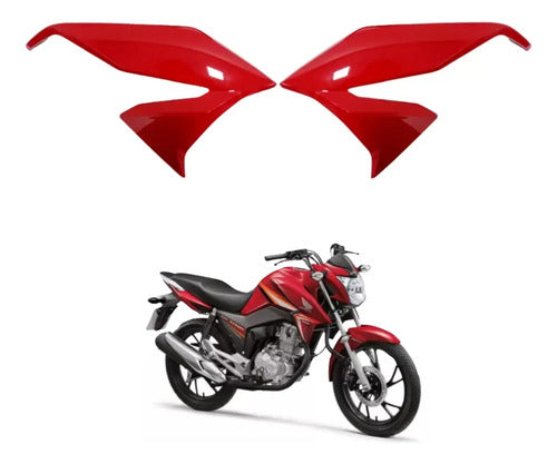 Par de Aletas Abas do Tanque Paramotos Honda Cg 160 Titan 2022 a 2024 Vermelho Maceió