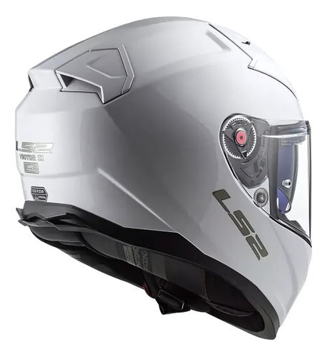 Capacete LS2 FF811 Vector II Solid com Óculos Solar Interno Branco Brilhante Tamanho 58/M