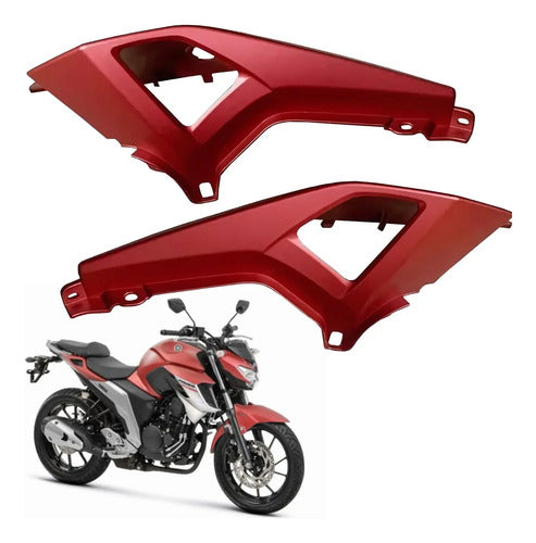Par de Rabetas Laterais Paramotos Yamaha Fazer Fz25 250 2018 a 2024 Vermelho Fosco