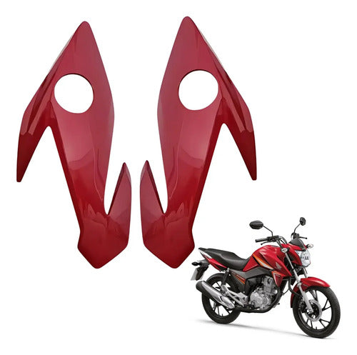 Par de Carenagens Laterais do Farol Paramotos Honda Cg 160 Titan 2016 a 2021 Vermelho Guarau
