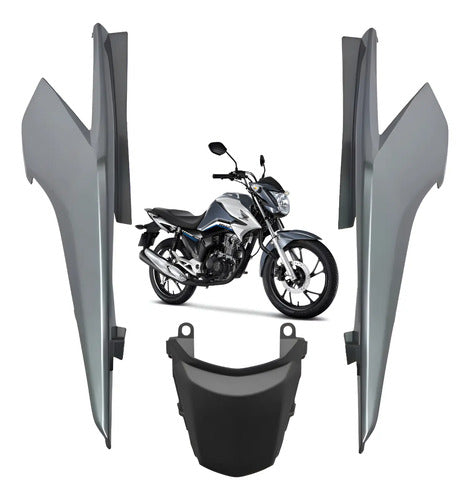 Kit Rabeta Lateral Completa Paramotos Honda Cg 160 Titan 2022 a 2024 Prata Ibiúna Metálico