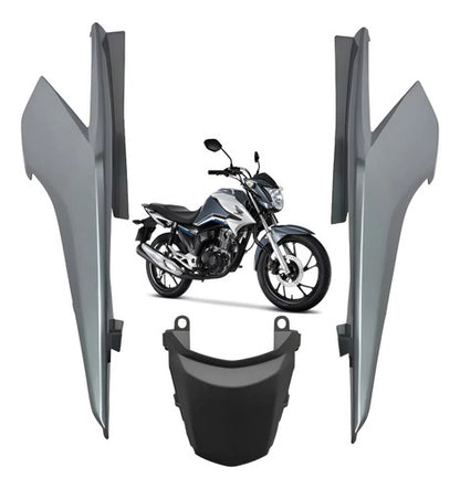 Kit Rabeta Lateral Completa Paramotos Honda Cg 160 Titan 2022 a 2024 Prata Ibiúna Metálico