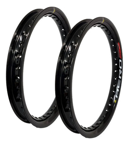 Par de Aros de Roda Aero Slim Monaco Yamaha Lander Ténéré 250 1.85x21 e 1.85x18 Preto Brilhante
