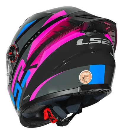 Capacete LS2 FF358 Pro Modok com Spoiler Preto Rosa Brilhante