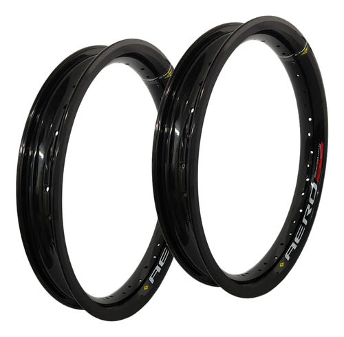Par de Aros de Roda Aero Monaco Honda Cg 125 150 160 Titan Fan Start 18x70 Preto Brilhante