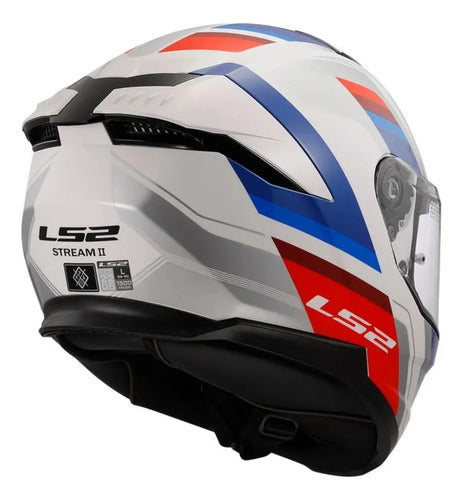 Capacete LS2 FF818 Storm III Sporty com Óculos Solar Interno Branco Azul Vermelho