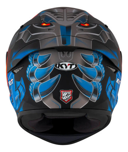 Capacete KYT TT-Course Magnet Azul Vermelho Preto Brilhante