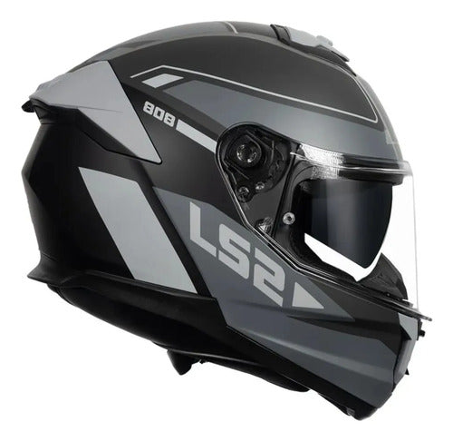 Capacete LS2 FF808 Stream II Gran com Óculos Solar Interno Preto Cinza Fosco