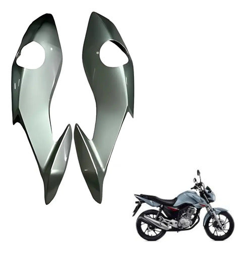 Par de Carenagens Laterais do Farol Paramotos Honda Cg 160 Fan Start 2016 a 2021 Prata Metálico