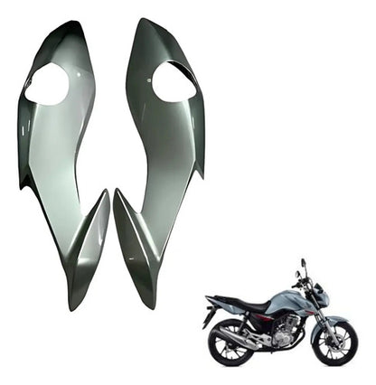 Par de Carenagens Laterais do Farol Paramotos Honda Cg 160 Fan Start 2016 a 2021 Prata Metálico