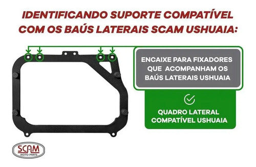 Par de Baús Laterais Scam Ushuaia 36 Litros Alumínio Escovado