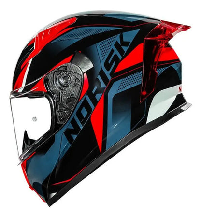 Capacete Norisk Flow Pulse com 2 Viseiras e Spoiler Azul Vermelho