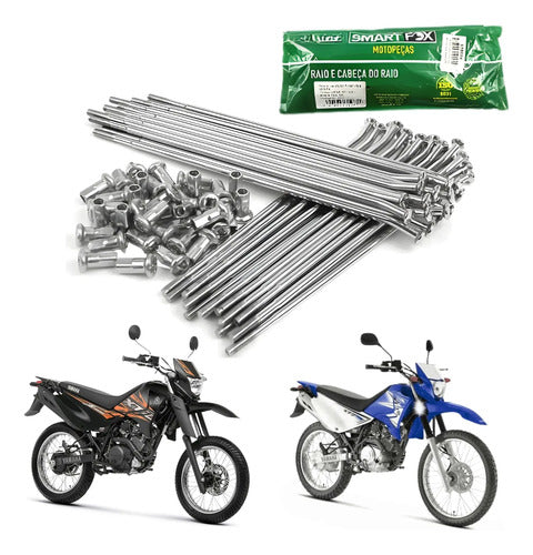 Jogo de Raios Dianteiro Smartfox Yamaha Xtz 125 Lander Ténéré 250 4 mm Cromado