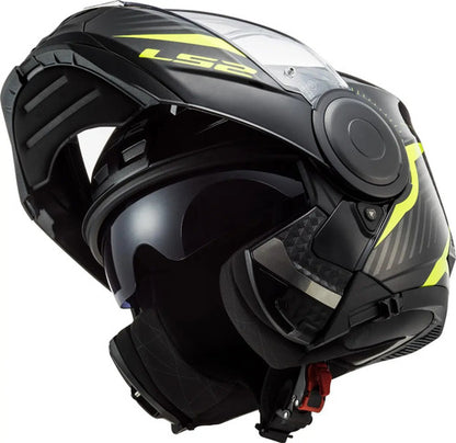 Capacete Escamoteável LS2 FF902 Scope Skid com Óculos Solar Interno Preto Amarelo