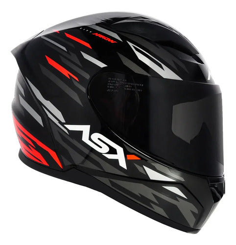 Capacete ASX City Arrow Preto Grafite Vermelho Brilhante