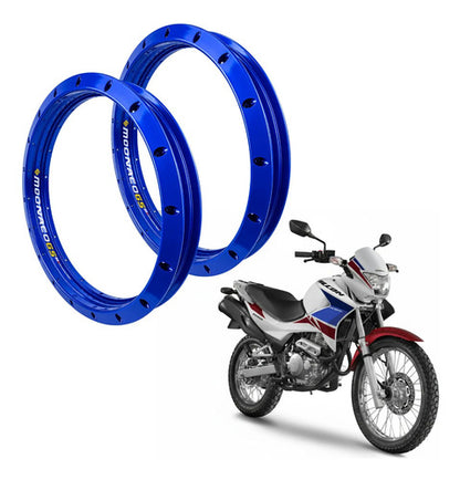 Par de Aros de Roda GS Monaco Honda Nx 400 Falcon 1.85x21 e 2.15x17 Azul