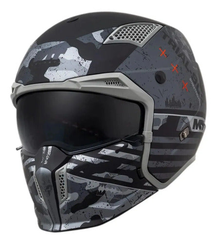 Capacete MT Helmets Streetfighter SV S Belic com Óculos Solar Interno Cinza Fosco