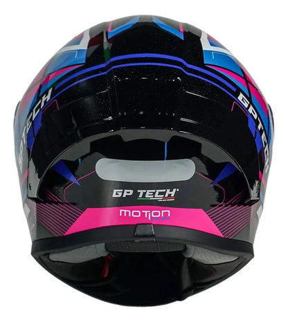 Capacete GP Tech Sense Motion Preto Azul Rosa Brilhante