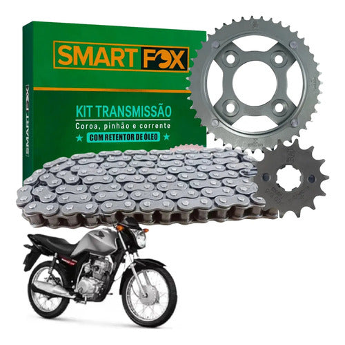 Kit Relação Smartfox com Retentor Honda Cg 125 Fan 2014 em diante 428OH 118L 43/14T