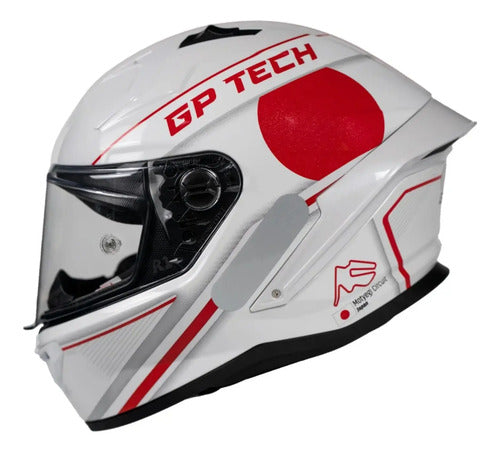 Capacete GP Tech Pilot Grand Prix Japão Branco Vermelho Brilhante