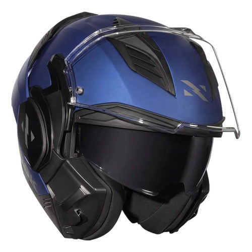 Capacete Escamoteável Norisk Avenger Solid com Óculos Solar Interno Azul Fosco Tamanho 56/S