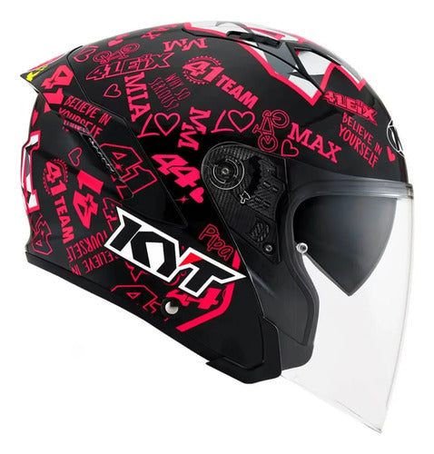 Capacete Aberto KYT NF-J Aleix Espargaro 2020 com Óculos Solar Interno Amarelo Vermelho