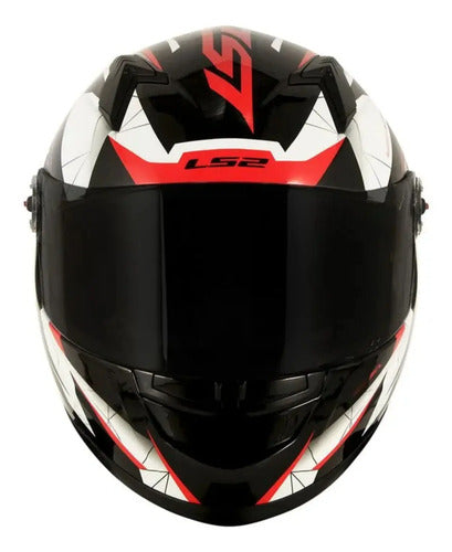 Capacete LS2 FF358 Draze Preto Branco Vermelho Brilhante