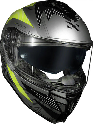 Capacete Norisk Strada II ST com Óculos Solar Interno Titânio Preto Amarelo Fosco