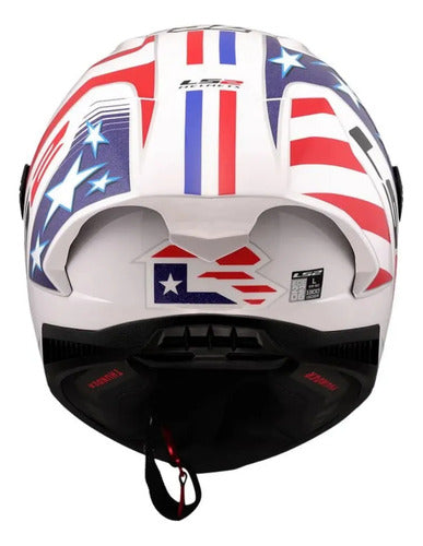 Capacete LS2 FF805 Thunder C GP Baz Replica com Spoiler Branco Azul Vermelho Brilhante