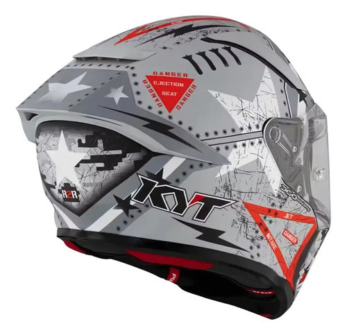 Capacete KYT R2R Max Assault com Óculos Solar Interno Cinza Fosco
