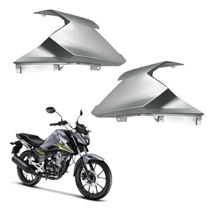 Par de Aletas Abas do Tanque Paramotos Honda Cg 160 Titan 2025 em diante Cinza Perolizado