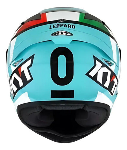 Capacete KYT TT-Course Lorenzo Dalla Porta Leopard Azul Celeste Brilhante