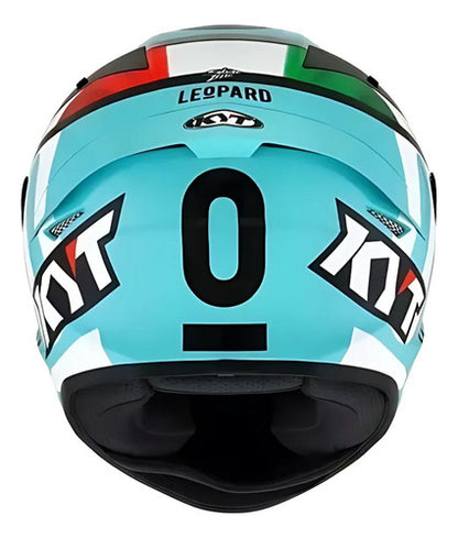 Capacete KYT TT-Course Lorenzo Dalla Porta Leopard Azul Celeste Brilhante