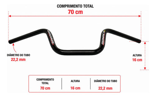 Guidão Monaco Honda Cg 125 150 160 Titan Fan Start Preto Brilhante