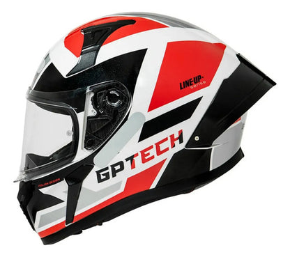 Capacete GP Tech Sense Line Up Branco Vermelho Preto Brilhante