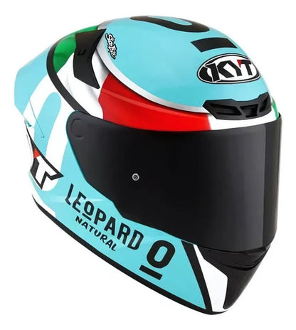 Capacete KYT TT-Course Lorenzo Dalla Porta Leopard Azul Celeste Brilhante