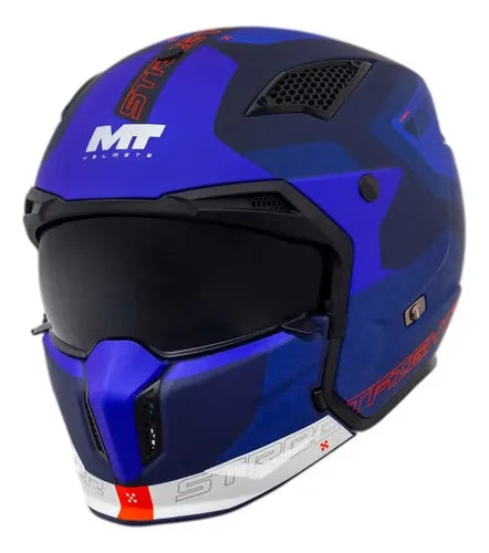 Capacete MT Helmets Streetfighter SV Totem com Óculos Solar Interno Azul Fosco Tamanho 58