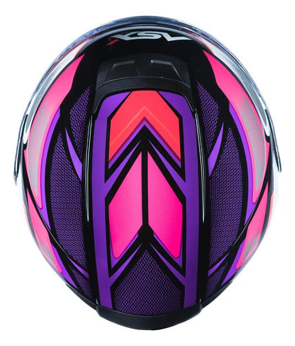 Capacete ASX Eagle SV Fast com Óculos Solar Interno Preto Lilás Rosa Brilhante