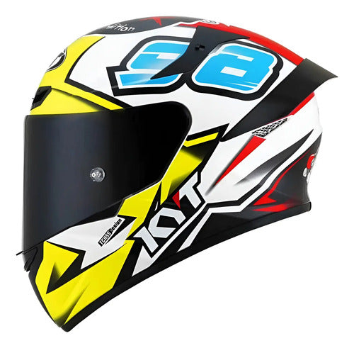 Capacete KYT TT-Course 98 Bomb Branco Amarelo Preto Brilhante