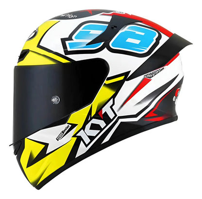 Capacete KYT TT-Course 98 Bomb Branco Amarelo Preto Brilhante