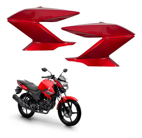Par de Guias de Ar Abas do Tanque Paramotos Yamaha Fazer 150 2014 a 2015 Vermelho Metálico