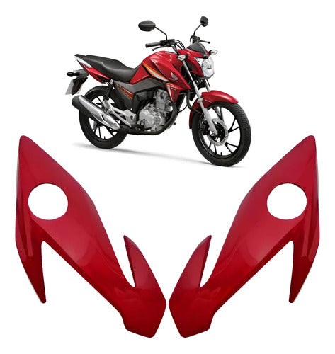 Par de Carenagens Laterais do Farol Paramotos Honda Cg 160 Titan Fan 2016 a 2021 Vermelho Maceió