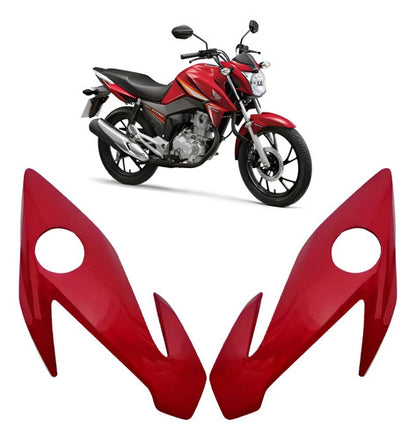 Par de Carenagens Laterais do Farol Paramotos Honda Cg 160 Titan Fan 2016 a 2021 Vermelho Maceió