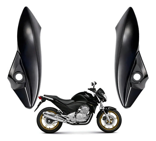Par de Bananinhas Carenagens Laterais do Farol Paramotos Honda Cb 300r 2009 em diante Preto Fosco