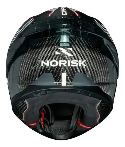 Capacete Norisk Carbon R Team com 2 Viseiras e Spoiler Vermelho Branco Brilhante Tamanho 58/M