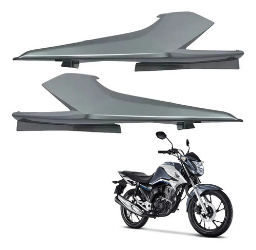 Par de Rabetas Laterais Paramotos Honda Cg 160 Titan 2016 a 2024 Prata Ibiúna